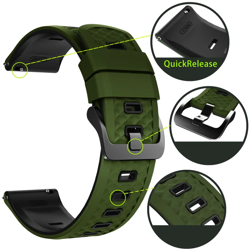 Universal 22mm Silicone Smartwatch Band - Versatile Sports Bracelet in Multiple Colors