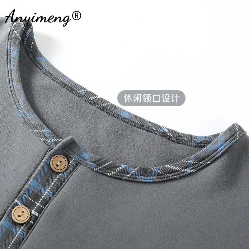 Elegant Man's Pajamas Loungewear Autumn Winter New Big Size 3xl 4xl Knitted Cotton Sleepwear Fashion Lounge Set Nightwear