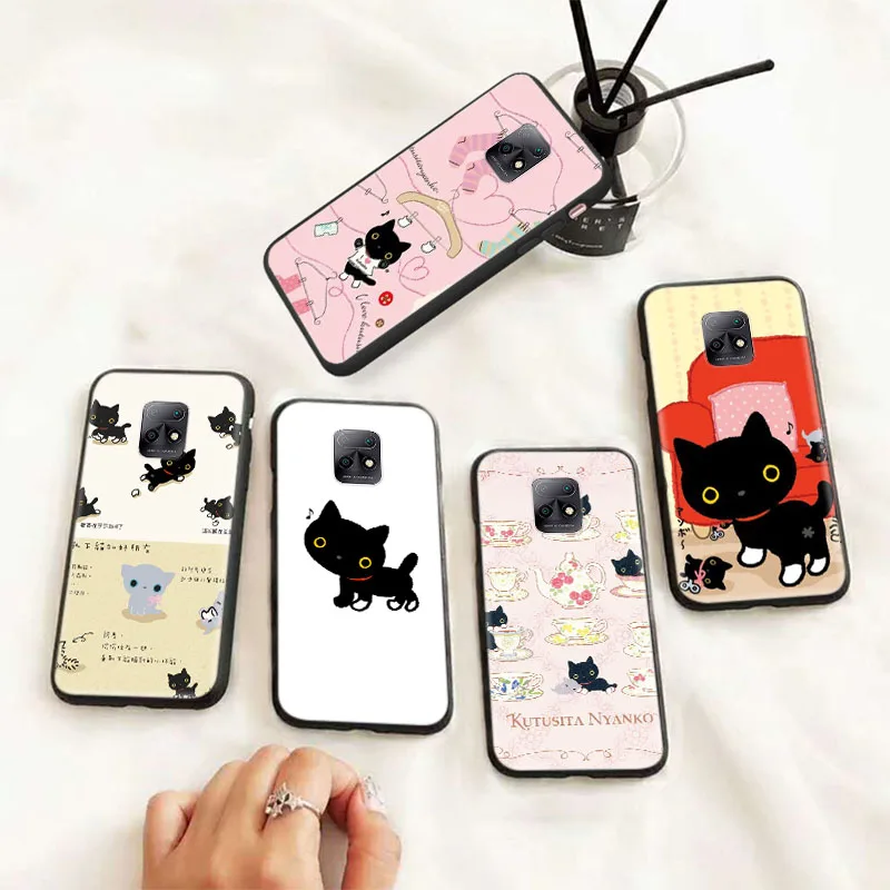 Kutsushita Nyanko Custodia Morbida Nera Per Samsung Galaxy S7 Edge J2 Prime J4 Core J5 Plus J7 Duo J8 Pro