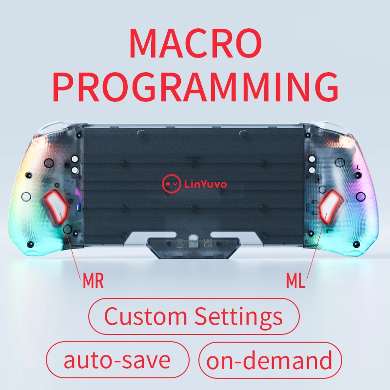 LinYuvo Enhanced Gaming Controller with Hall Effect Joystick, Turbo Function, Dual Vibration, 6-Axis Gyro, and Customizable RGB Lighting