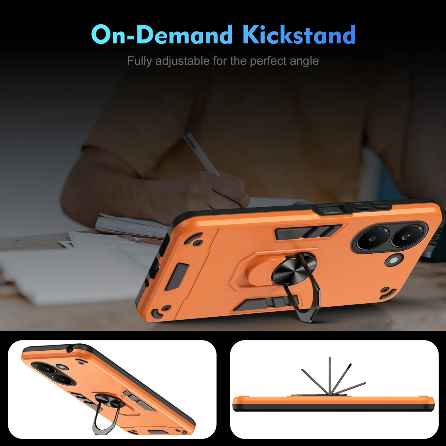 Armor Shockproof Phone Case with Ring Stand Holder and Protective Cover