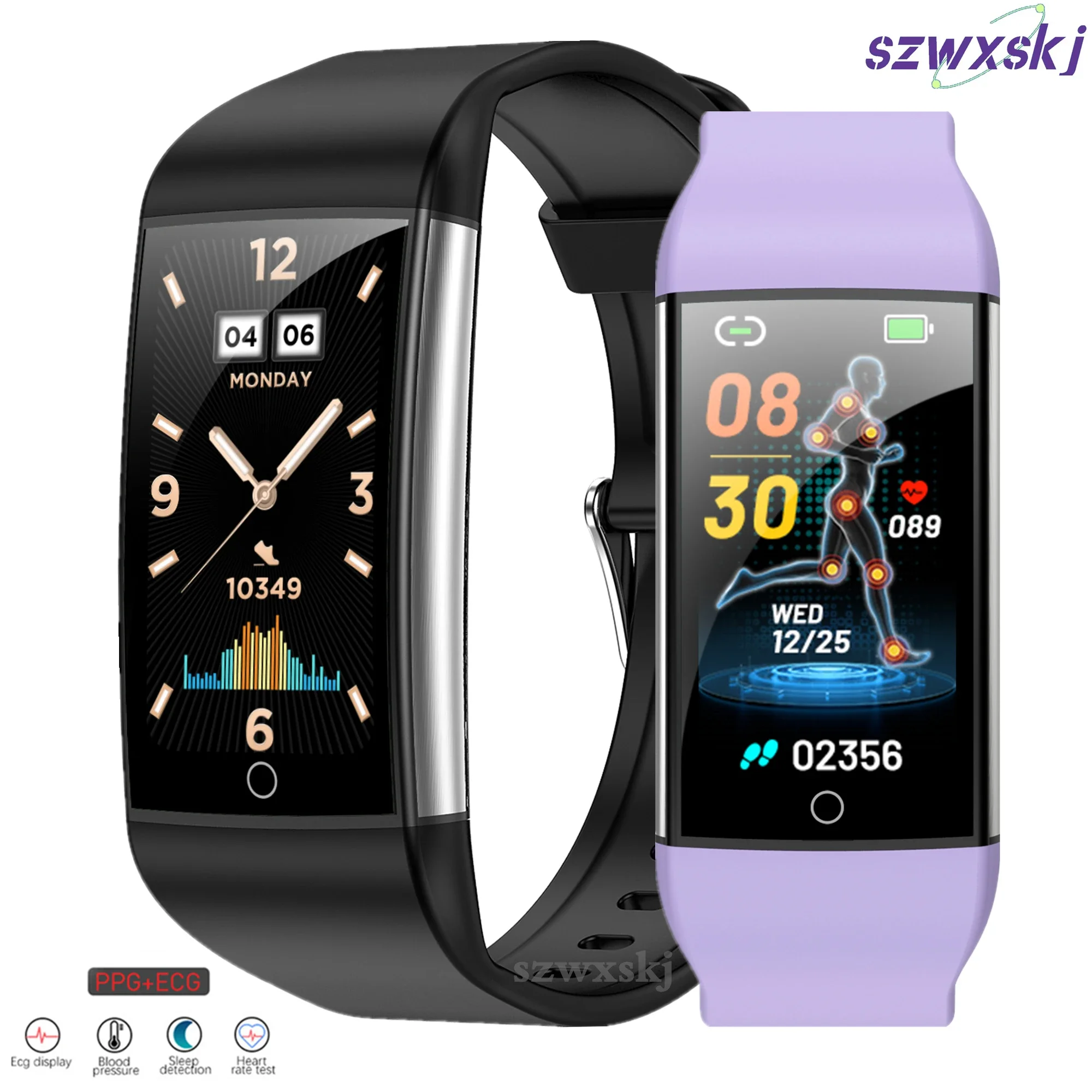 

TK76 Smart Watch ECG+PPG Blood Sugar Uric Acid Blood Lipid IP68 Waterproof Heart Rate 1.47“ Women Body Temperature PK Mi Band2