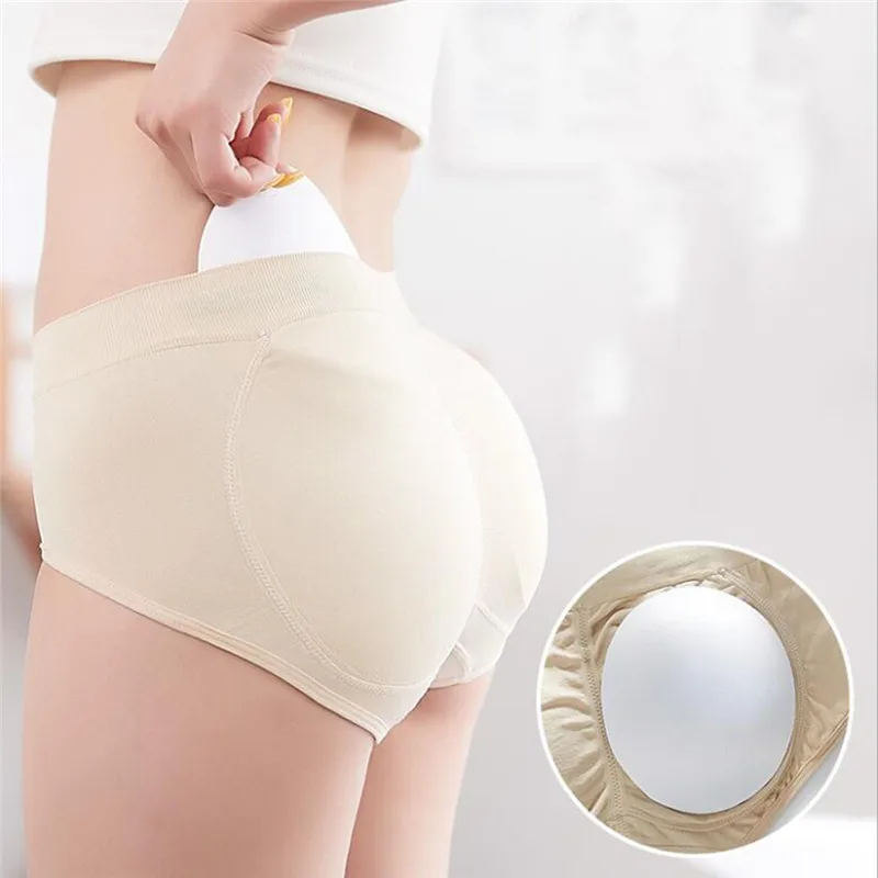 

Women Sponge Padded Abundant Buttocks Pants Lady Push Up Middle Waist Panties Briefs Underwear Fake Ass Butt Lifter Hip Pads