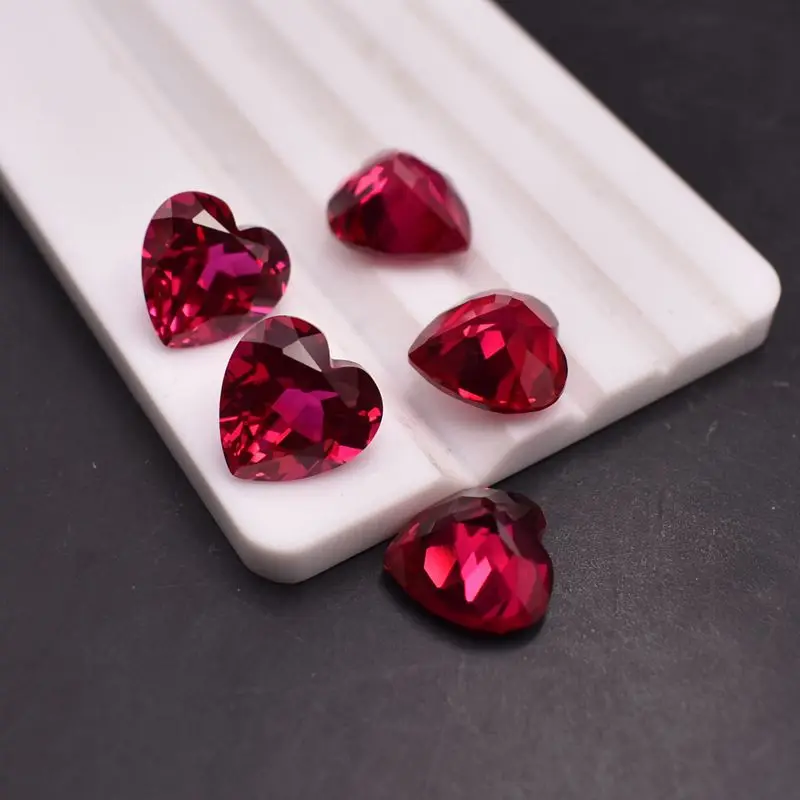 천연 레드 루비 12x12mm 10.5캐럿 스리랑카 AAAAA+ 루비 하트 모양 VVS 루스 젬 주얼리 제작용 보석
