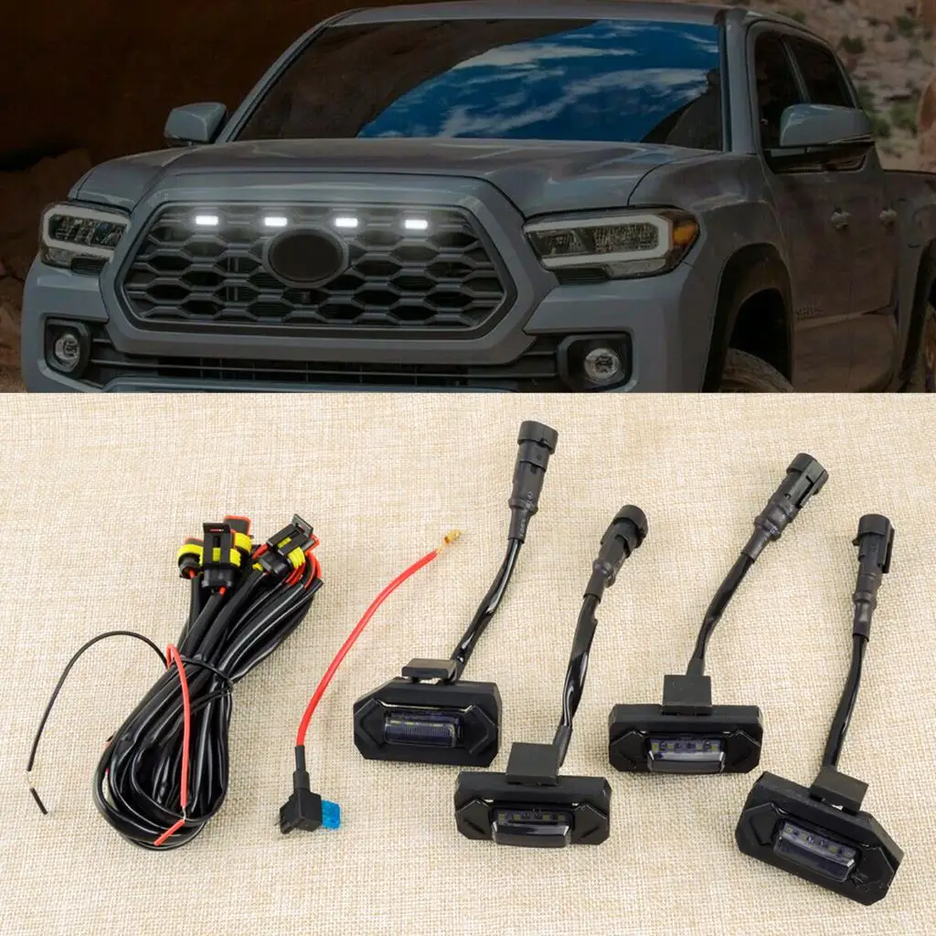 

Автомобильная СИД решетка радиатора с черными стеклами, 12 В постоянного тока, янтарная лампа из АБС-пластика, подходит для Toyota Tacoma 2020 2021