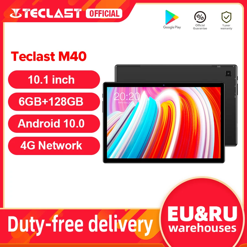 Tanio Teclast M40 10.1 Cal Tablet 1920x1200 Android 10 6GB