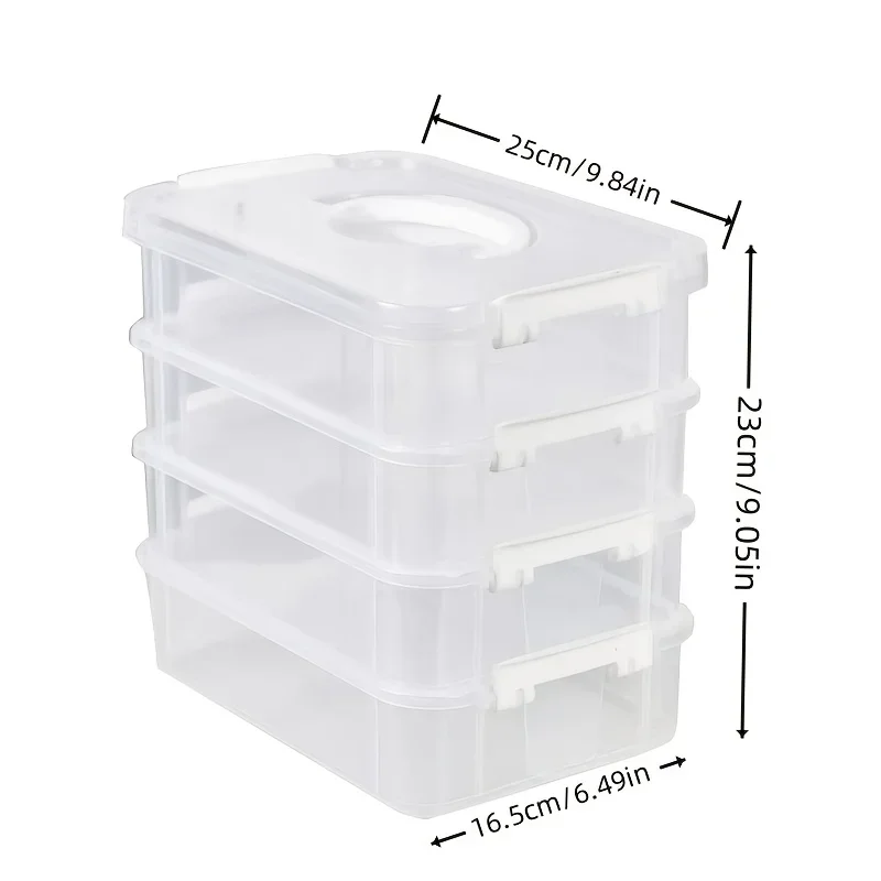 Extra Large 4-Tier Stackable Storage Box with Lid Clear Plastic Organizer Toy Building Block Storage Box,Space-Saving,Sturdy