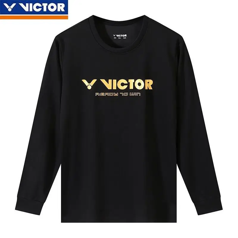 Victor New Men's and Women's Same Badminton Suit Long-sleeved Crew Neck Sweater with Trousers Suit