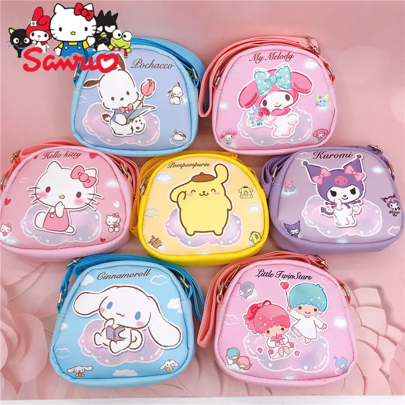 MINISO Melody Kuromi Kids Crossbody Shoulder Bag Hello Kitty Cinnamoroll Pochacco Satchel Kindergarten Student Carry-on Bags