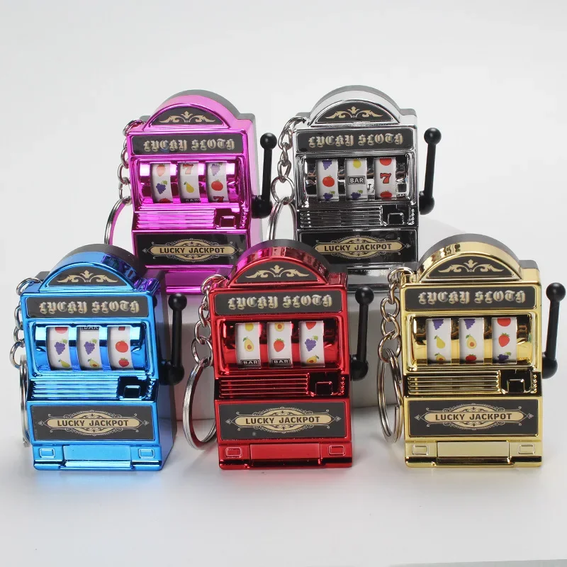 Lucky Charms Jackpot Keychain Mini Fruit Machine Mini Casino Bag Charm Slot Machine Model Children's Toy