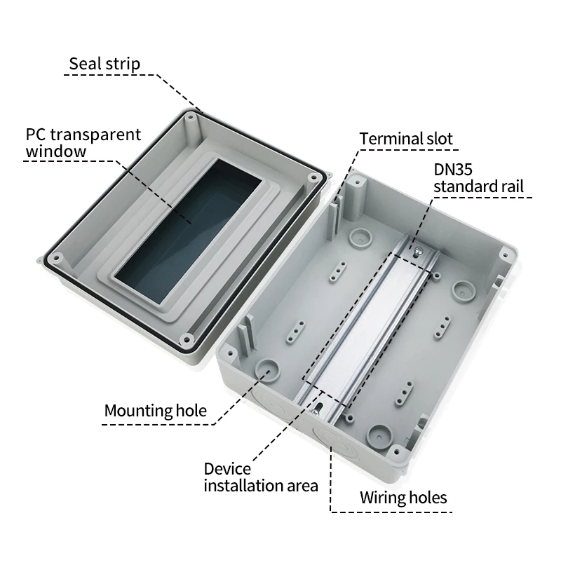 Waterproof Distribution DC Breaker Box IP65 2/3/5/8/12/15/18/24WAY PC /ABS Plastic Outdoor Electrical MCB Solar Junction Box