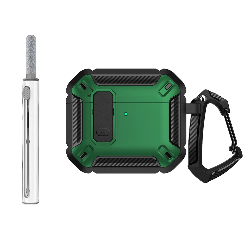 Enhanced Security Lock Case for AirPods - Durable TPU & PC Protective Earphone Cover with Hook