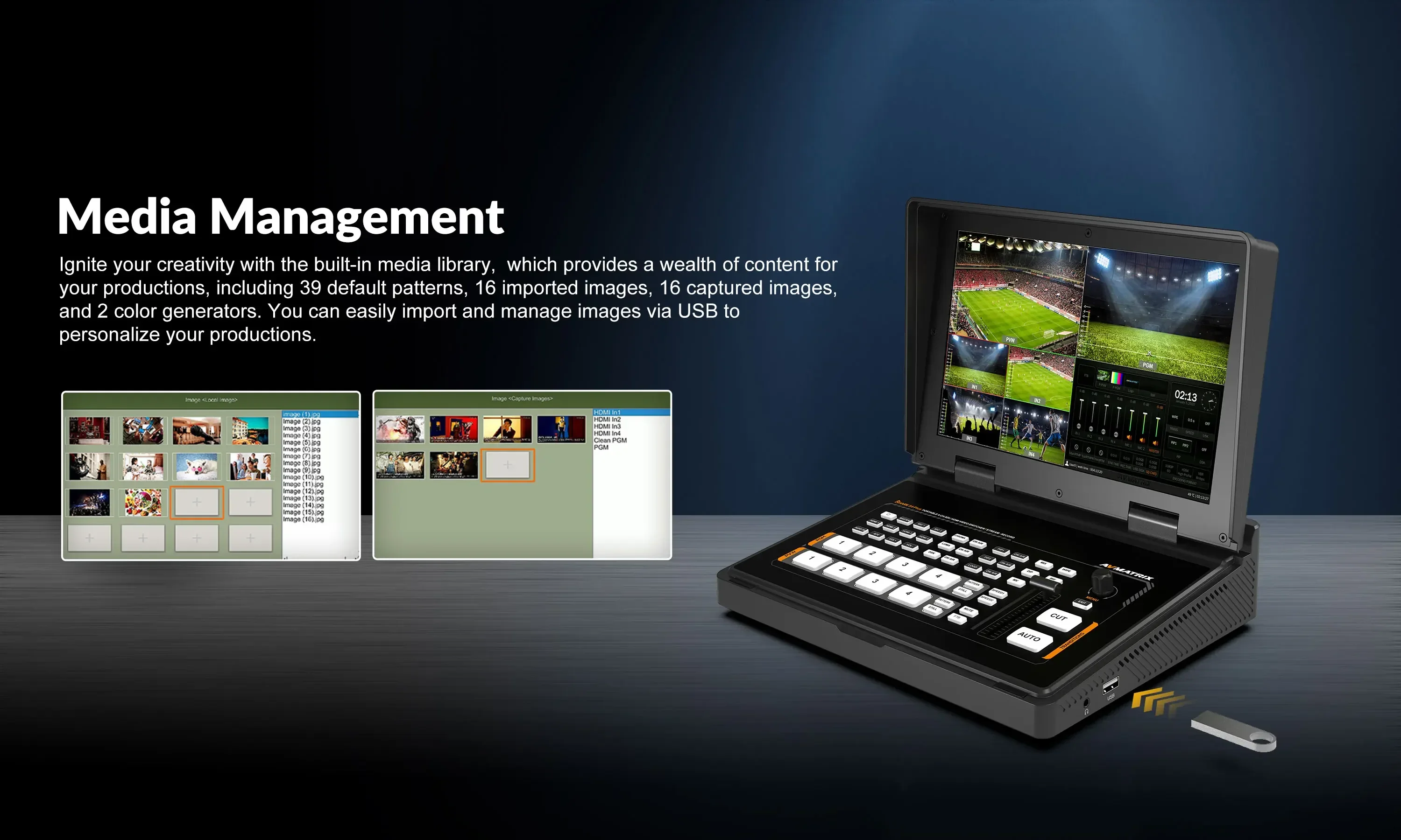 AVMATRIX 4-Channel SDI/HDMI Streaming Video Switcher SHARK H4/S4 H4/S4 Plus With