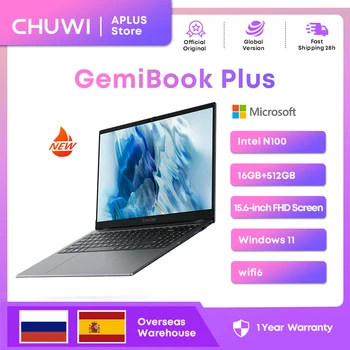 CHUWI GemiBook Plus 노트북, 15.6 인치 FHD 1920x1080 16GB LPDDR5 512GB SSD, 인텔 알더 레이크 N100 와이파이 6 윈도우 11 노트북