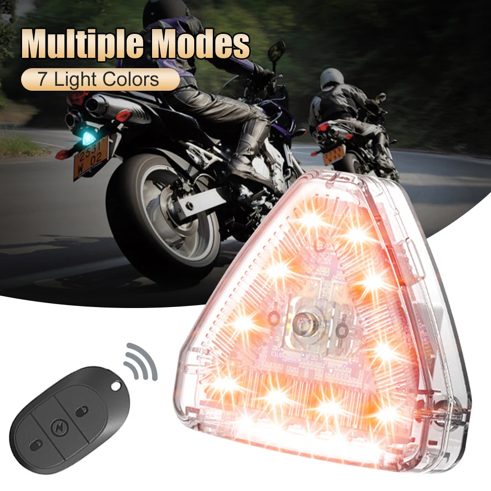 

LED Strobe Light High Brightness USB Rechargeable 7 Color Anti-Collision Flashing Warning Signal with Remote for Bike Motorcycle
