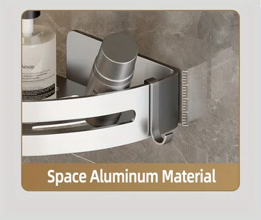 White Wall-Mounted Bathroom Storage Rack - Triangular Square Organizer
