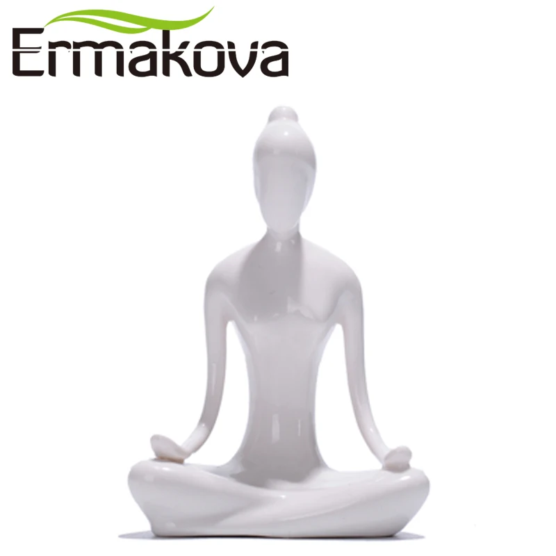 Ornament Crafts 12 Styles Abstract Art Ceramic Yoga Poses Figurine Porcelain Lady Figure Statue Home Yoga Studio Decor Ornament Miniature Figurines Miniature Ornament