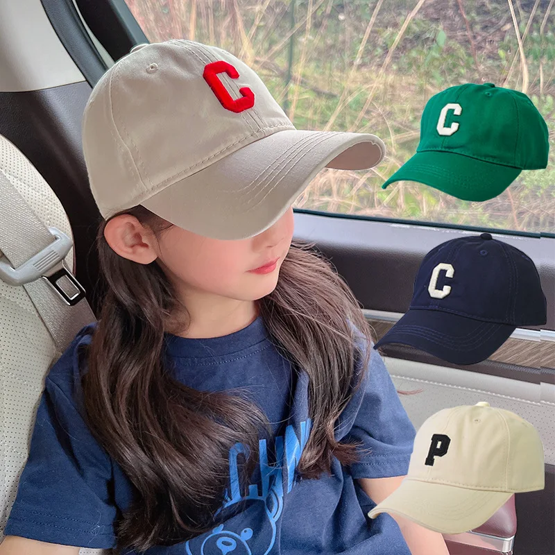 Fashion Letter C Embroidered Baseball Cap Kids Korean Boys Girls Sun Visors Summer Children Solid Color Snapback Caps