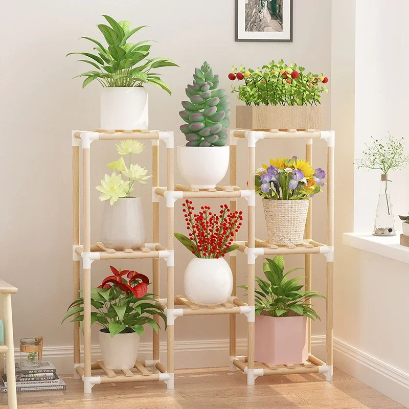 Balcony Indoor Plant Shelf Organizer Bracket Backdrop Wooden Flowers Stand Corner Patio Soporte Macetas Garden Furniture Sets