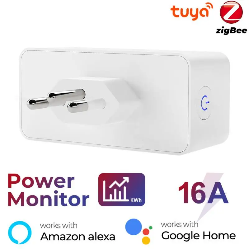 

16A Brazil Tuya Smart Zigbee Plug Timing Brazil Socket Power Monitor Smart Life APP Remote Control Work With Alexa Google Home