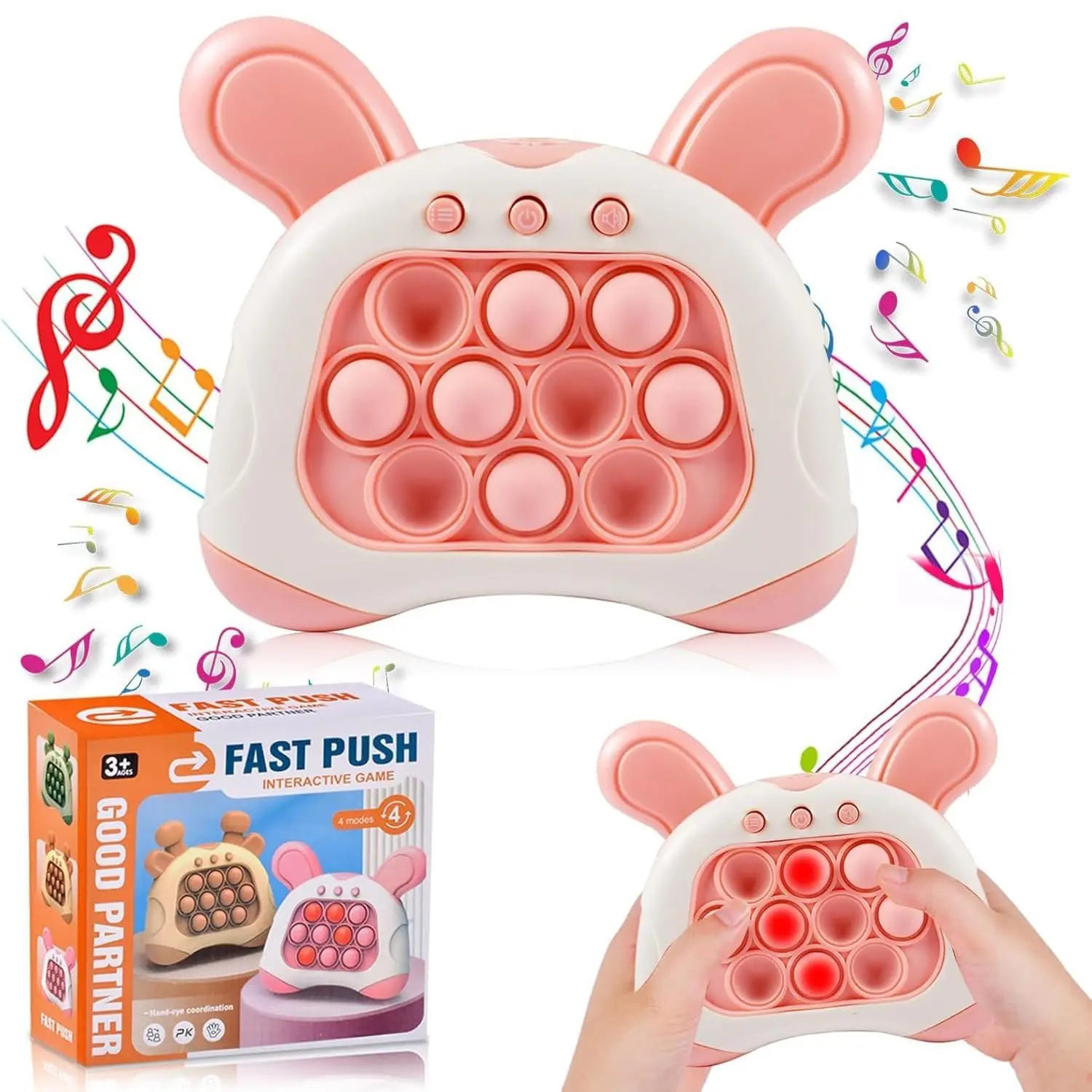 1pc Control Pioneer Pressing Music Game Machine Jouets Pour Enfants  Whack-a-mole Game Machine Quick Push Puzzle Early Ed Pop Light Fidget Game  Quick Push Bubble Game Handle Toys Jouets Anti-stress Pour Garçons