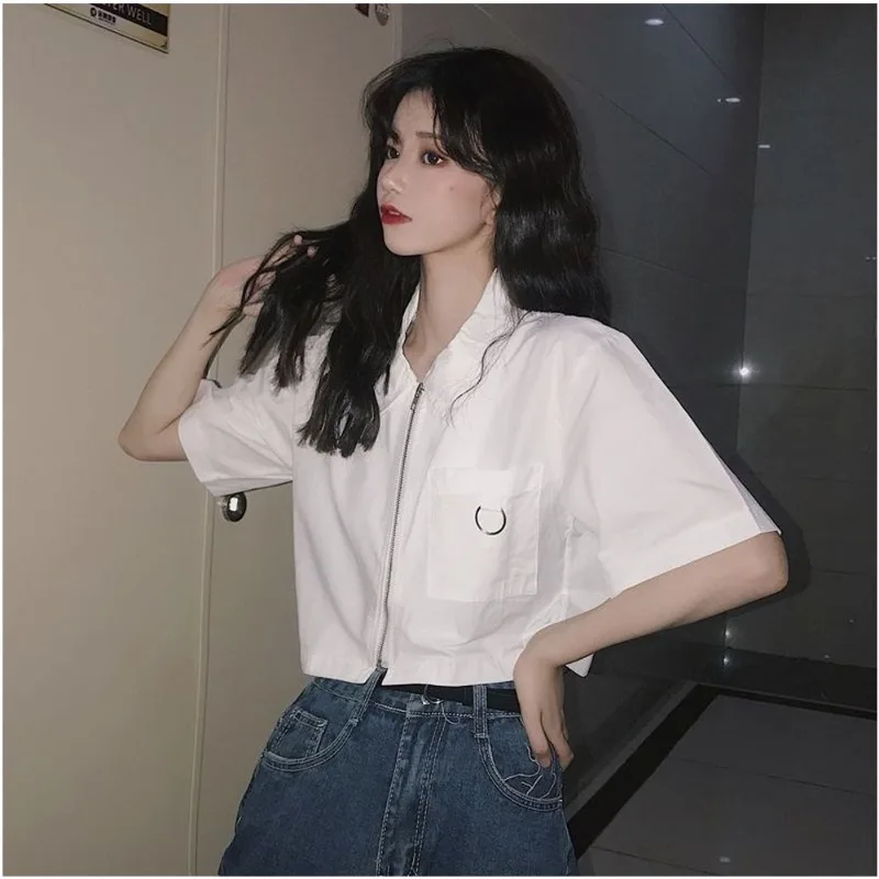 

Retro Summer Shirts Women Minimalist Fashion Solid BF Style Simple Ulzzang Hipster Students Ins Casual Mujer Popular Comfortable