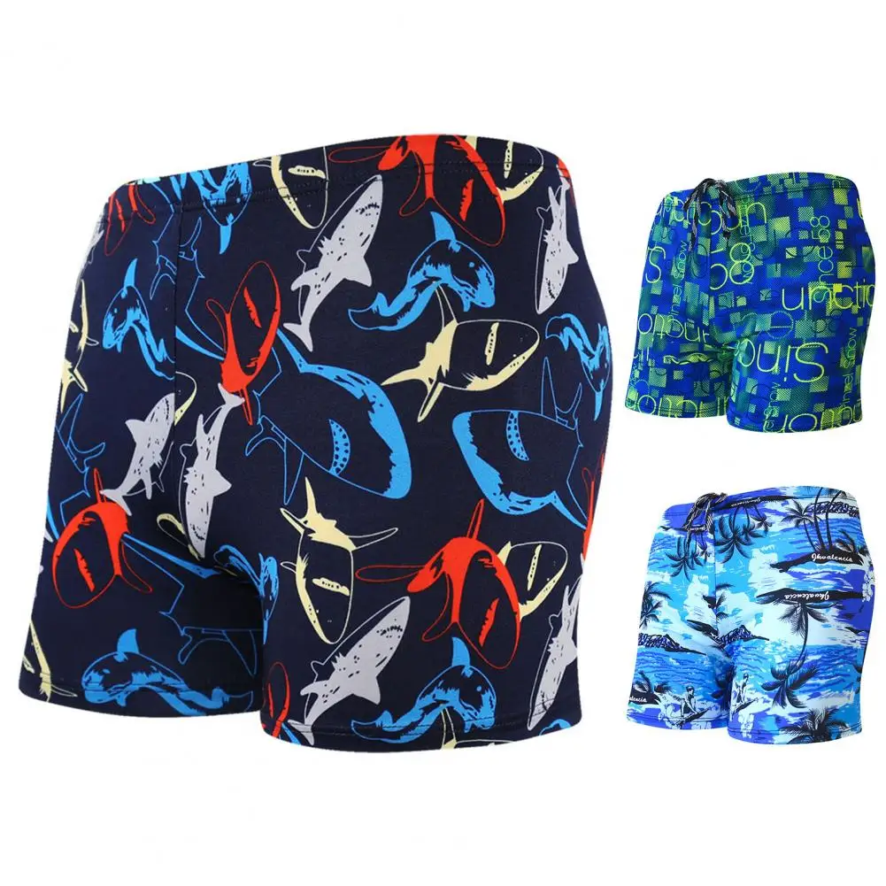 Terrific Swimming Trunks Eye-catching High Elasticity Quick Dry Sharp Printing Swimming Shorts 2