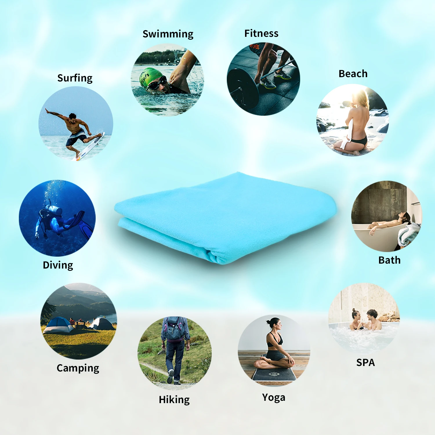 Serviette de sport extérieure à séchage rapide pour la plage_voghion.com