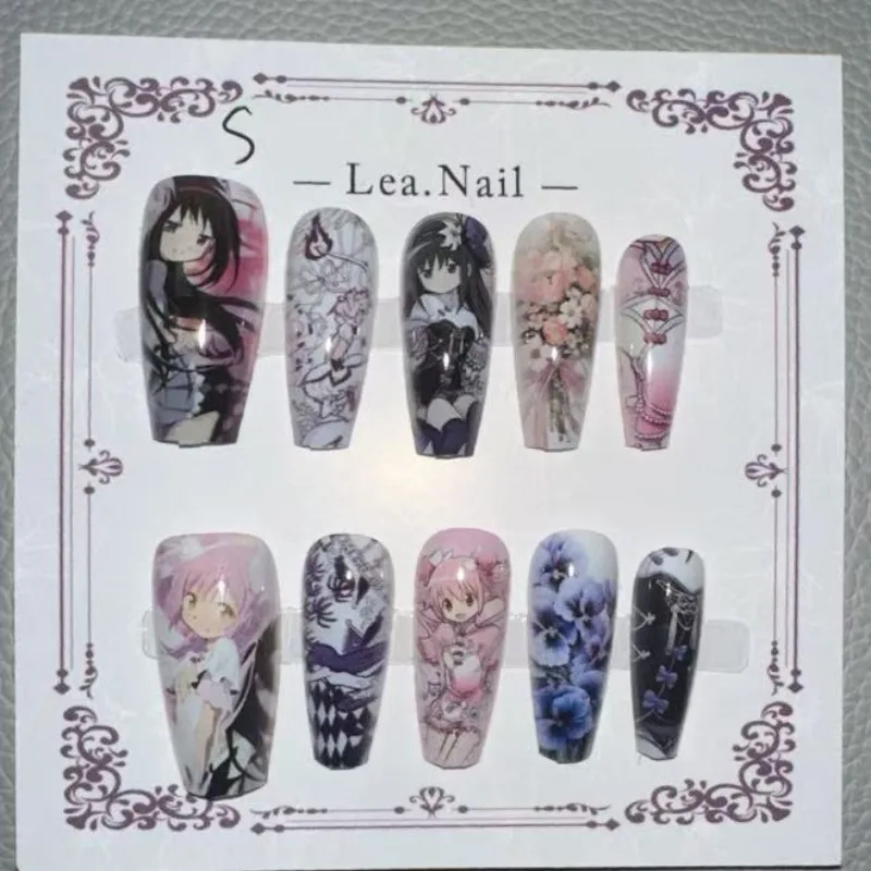 Anime Cartoon Magica Quartet Kaname Madoka Abnehmbare Press-on Fake Nails Patches Wiederverwendbare Mädchen Dekorieren Sammeln Geburtstagsgeschenk