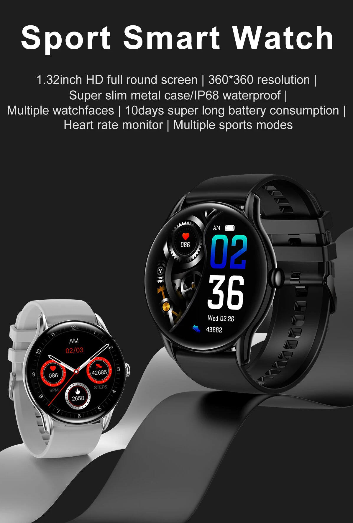 Smart Watch Women 1.32 inch 360*360 HD Screen Smartwatch Men Heart Rate Blood Pressure Monitor Sport Fintess Tracker for Android