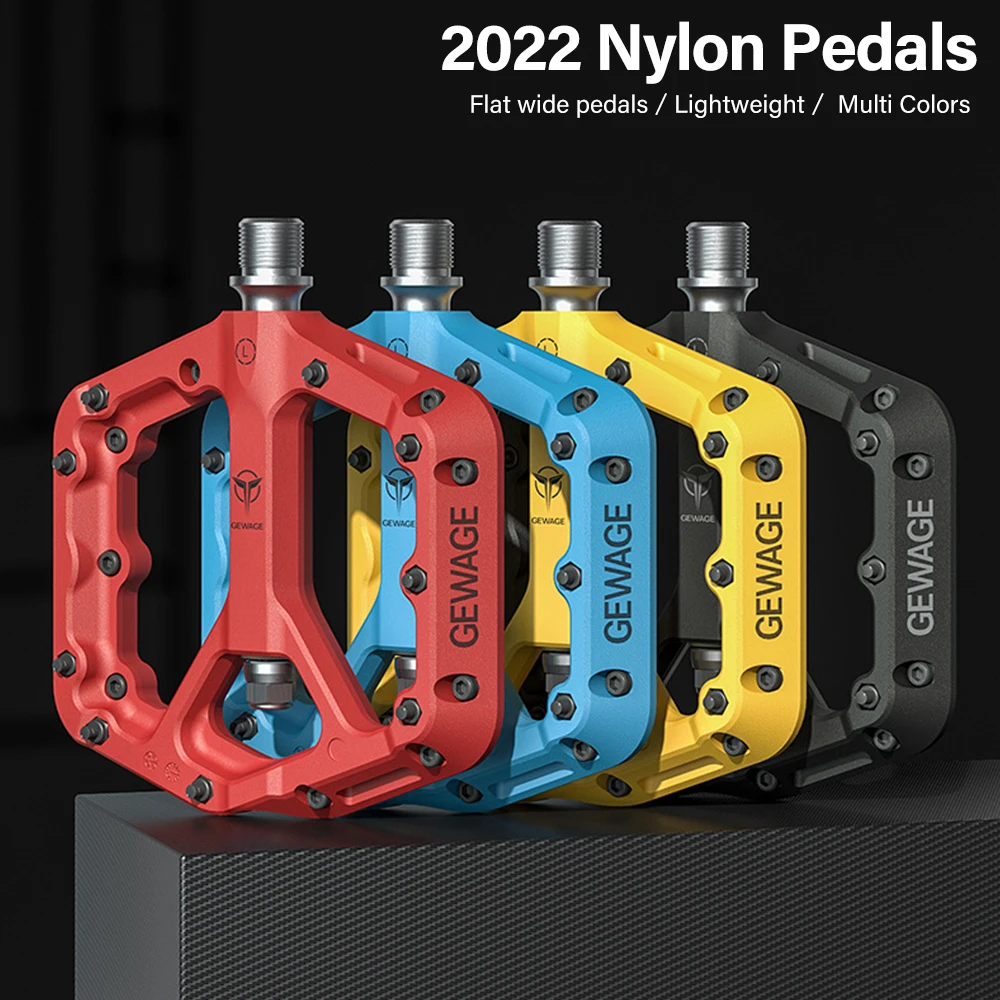 NylonPlatformPedalsLightweightFlatBicyclePedalsForBMXMTB