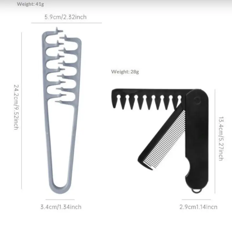 2 Pezzi Pettine Texturizzante Pieghevole a Denti Larghi per Capelli Voluminosi, Strumento Multifunzionale per lo Styling Uomo Donna - immagine 6