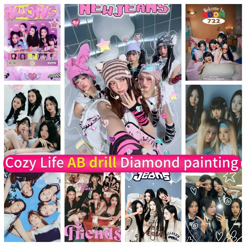 

New-Jeans KPOP Idol 5D DIY AB алмазная живопись, искусство, мозаика, вышивка строчкой, полная вышивка, круглая, квадратная, ручная работа
