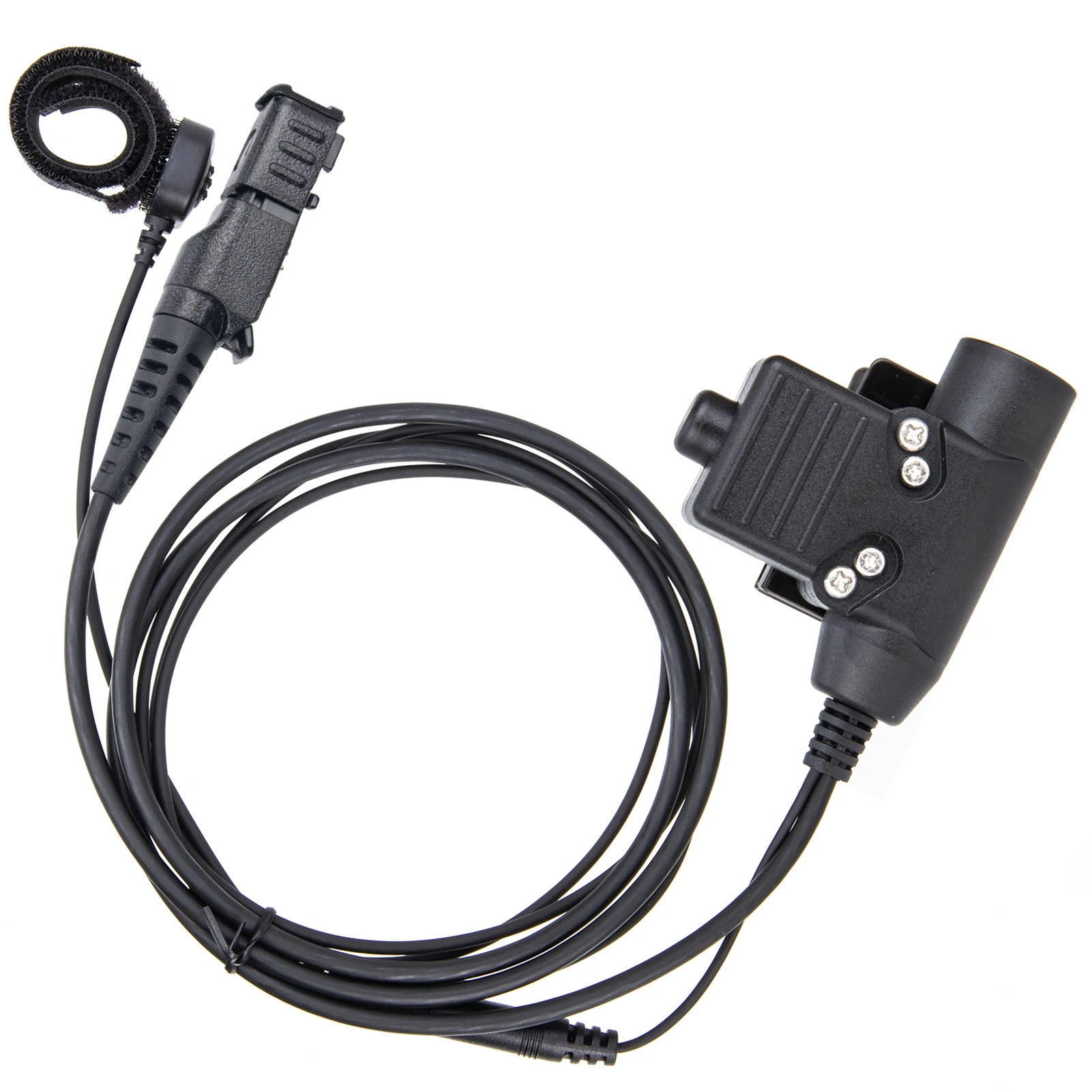 U94 PTT and Finger Microphone PTT with black HD01 Tactical Bowman Elite II Radio Headset Earpiece for MOTOROLA Xir P6600