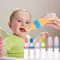 Squeezing Feeding Bottle Silicone Newborn Baby Training Rice Spoon Infant Cereal Food Supplement Feeder Safe Tableware Tools 1
