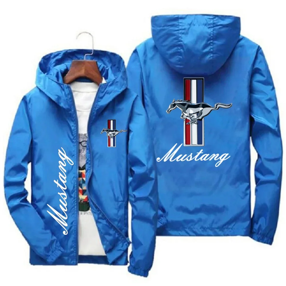 Spring and Autumn Ford Mustang Car Logo Print Hooded Jacket Fashion Charge Jacket Men's Wind Jacket Men's Outdoor Casual Wear 2 S10f55aff6ed74c19ba5439344149496f3