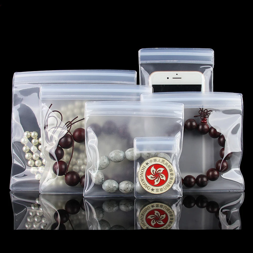 

100Pcs Necklace Earring Zip Lock Pouches Cosmetic Packaging Transparent EVA Plastic Jewelry Bags