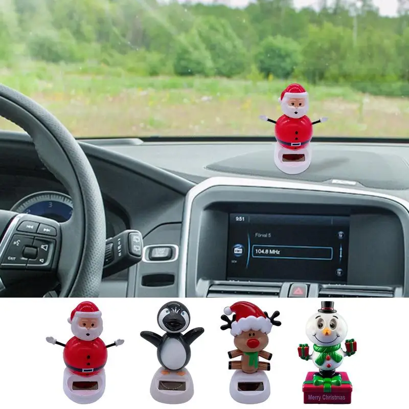 

Funny Christmas Doll Car Ornament Solar Dancing Snowman Santa Claus Elk Automatic Swing Car Interior Decoration holiday gifts