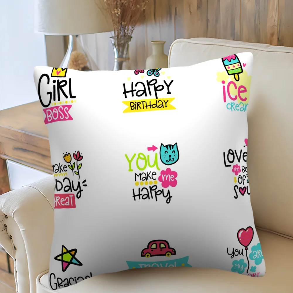 

40X40CM New Style Pillow Case Calligraphy with Decor Elements Pillowcase Home Sofa Office Pillow Cushion Cover Home Decorative