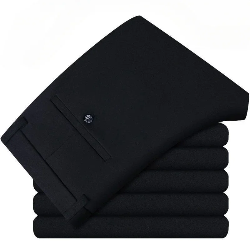 thumbnail image 1 of Pantalones para hombre rectos de sastrería social para hombre, pantalones de traje elásticos negros para negocios, ajustados, elásticos, de alta calidad, formales, 1 of 5