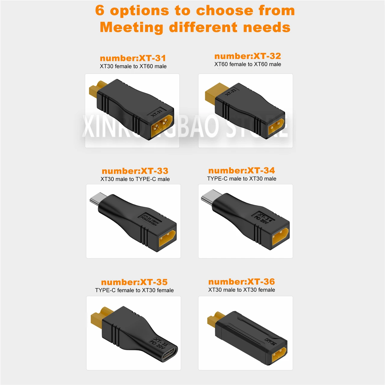 USB C - XT60 어댑터 타입-C - XT30 암/수 100W 20V/5A 충전 커넥터 (RC 모델 에너지 저장 장치 및 노트북용)