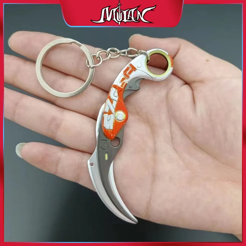 Valorant Keychain Velocity Karambit Melee 9cm Game Periphery Samurai Sword Metal Weapon Model Uncut Blade Gifts Toys for Boys