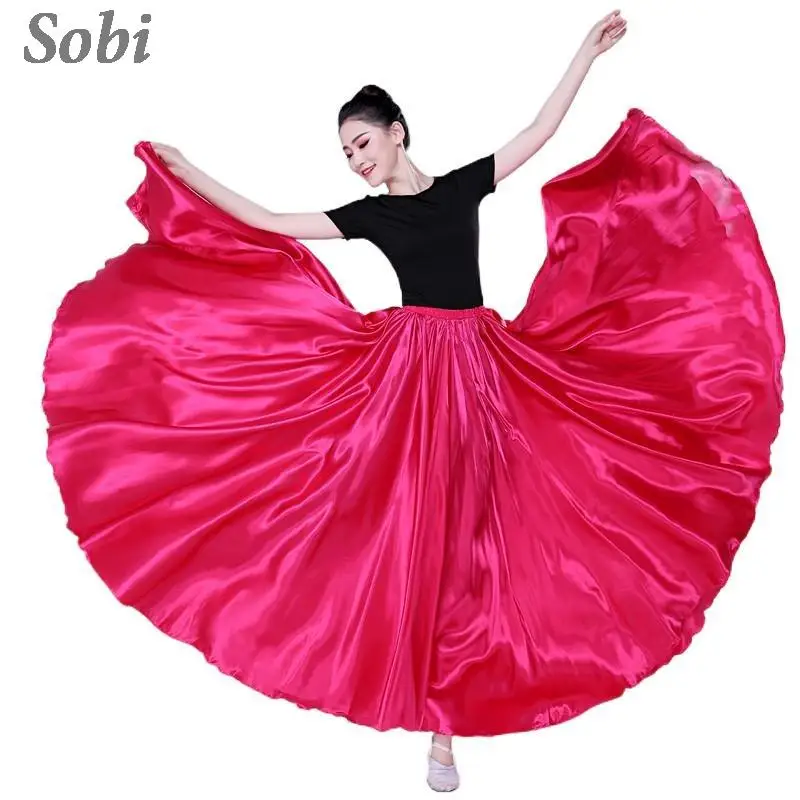 

New Belly Dance 360 Degree Satin Skirt for Women Oriental Performance Clothes Modern Dance Practice Wear Adult Gypsy Long Skirts