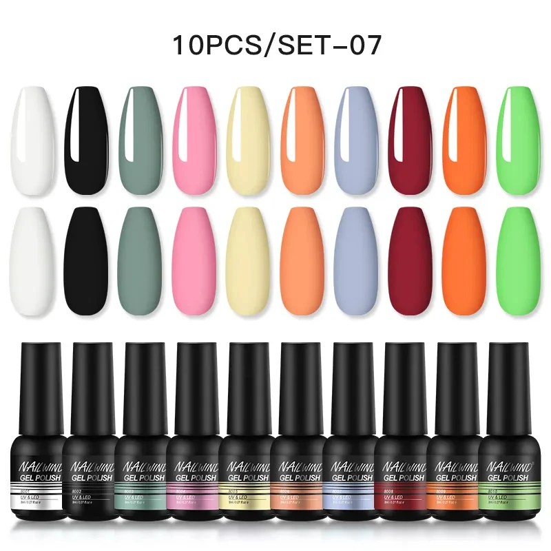 

NAILWIND 8ML Nail Gel Nail Polish 2/4/6/8/10 PCS Nail Polish UV/LED Lamp Gel Varnish Base Top Coat Glitter Set Soak Off Nail Art