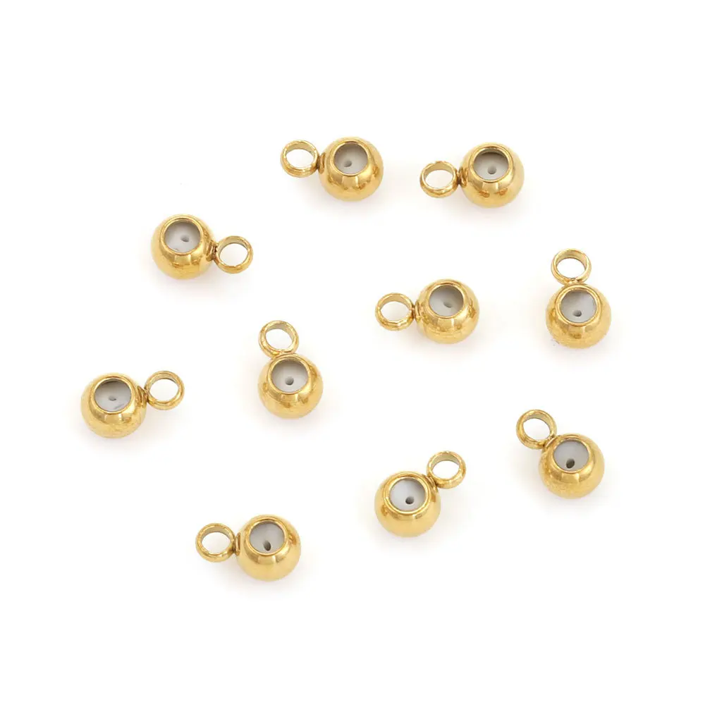 Stainless Steel Adjustment Beads with Non-slip Silicone Ring Gold Color Stopper Spacer Beads for Jewelry Making 2