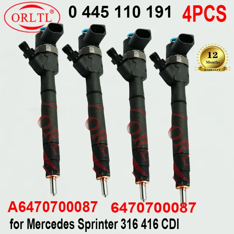 

4PCS 0445110191 0 445 110 191 A6470700087 6470700087 for Mercedes Sprinter 0445110192 Common Rail Diesel Injector