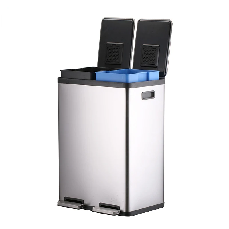 

Wholesale Home Stainless Steel 60L Pedal Bin Recycling Bins
