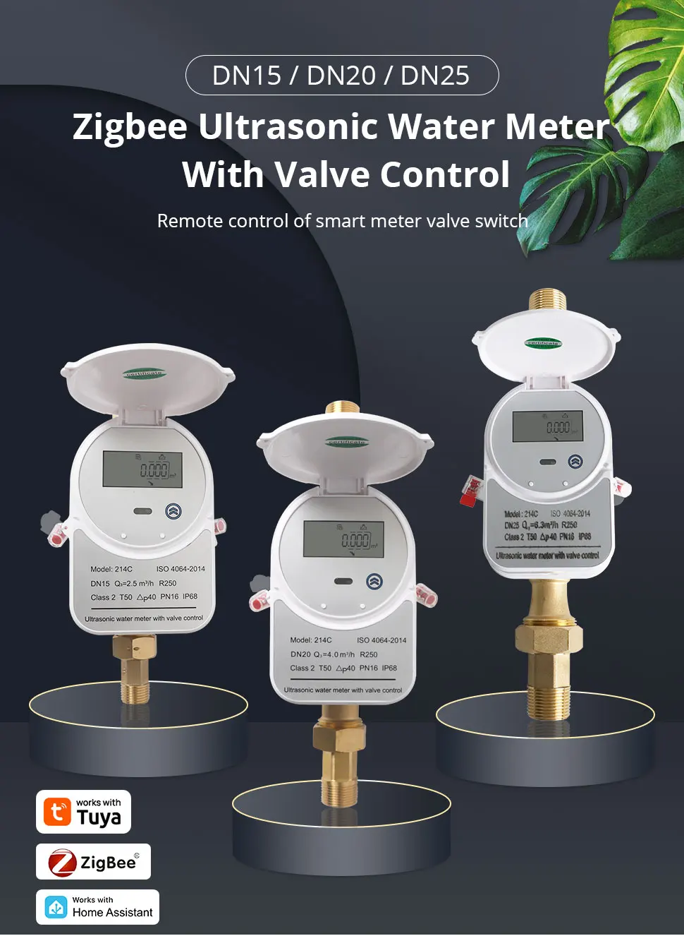 Zemismart Zigbee Smart Water Meter Valve Control Work with Tuya Hub Home Assista