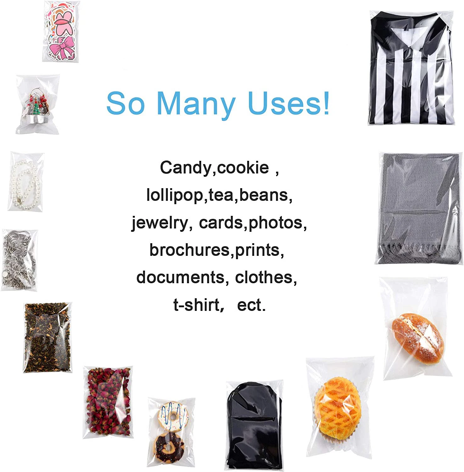 Transparent Opp Bags Self Sealing Poly Plastic Bags For Candy Lollipop Cookie Packaging Wedding Party Gift Supplies plastic packaging bags 100Pcs