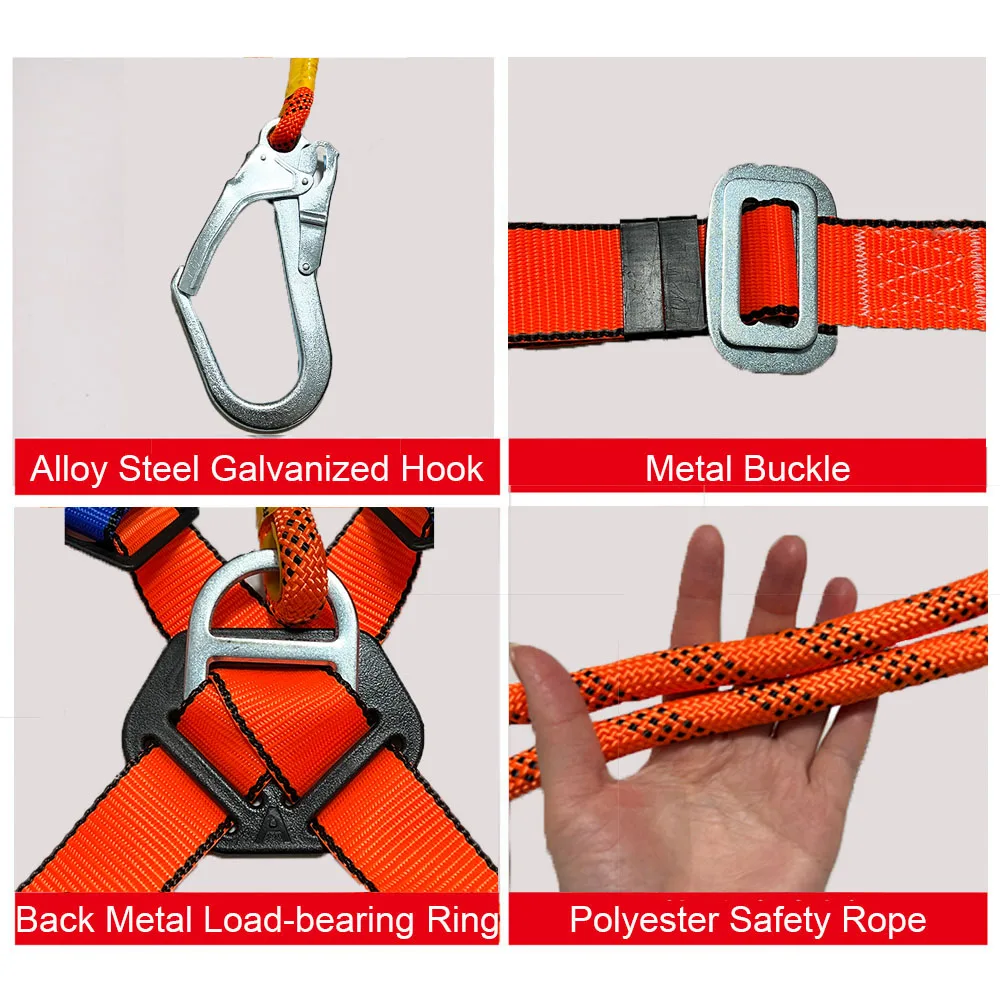 High-altitude Work Safety Belt Rope Set CE Five Point Full Body Harness Outdoor Rock Climbing Electrician Protection